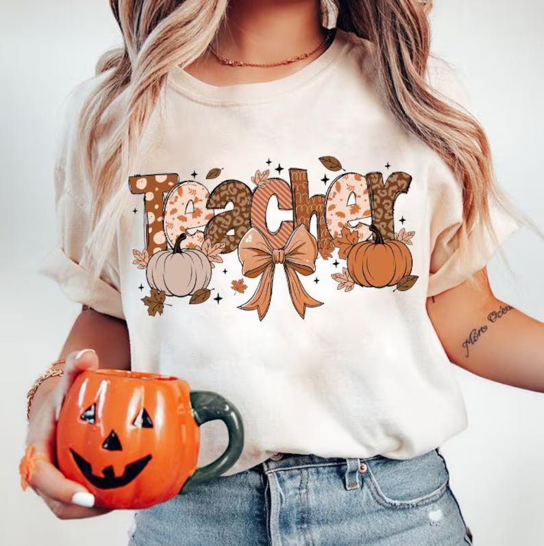 Teacher Fall Coquette T Shirt