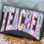 Teacher Retro Neon Checkered T Shirt