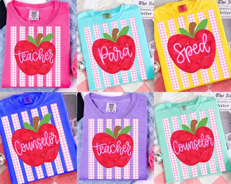 Striped Teacher Para Occupation School T Shirt