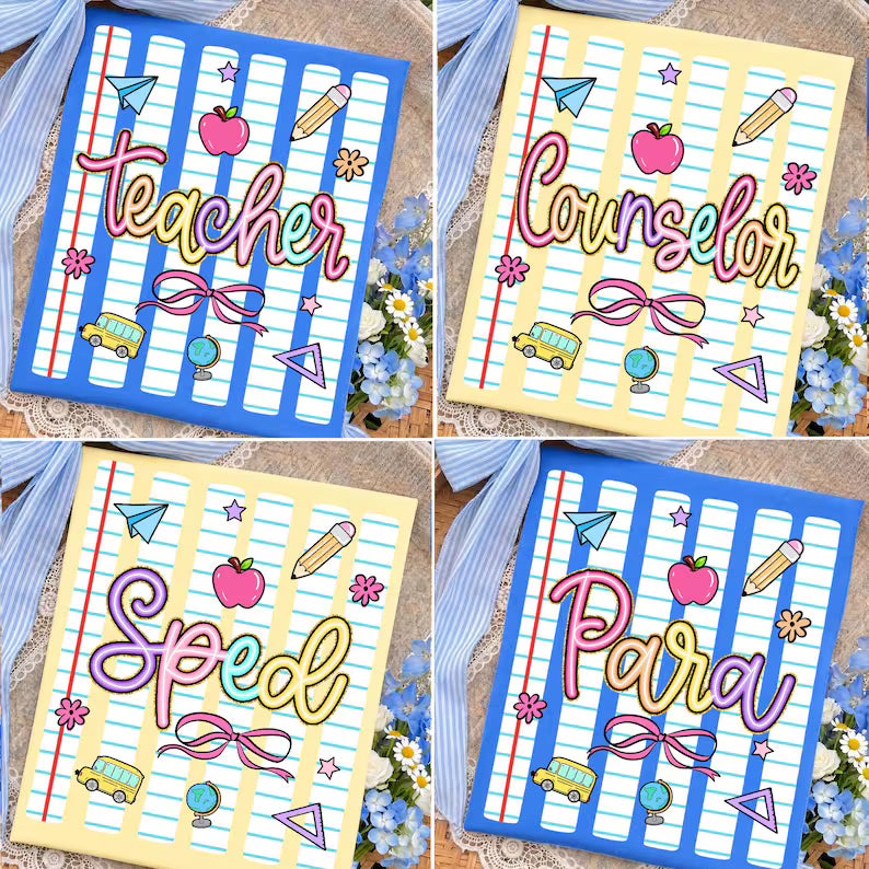 Notebook Striped Teacher Para Occupation School T Shirt