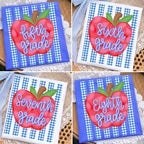 Striped Teacher Apple with Grade T Shirt